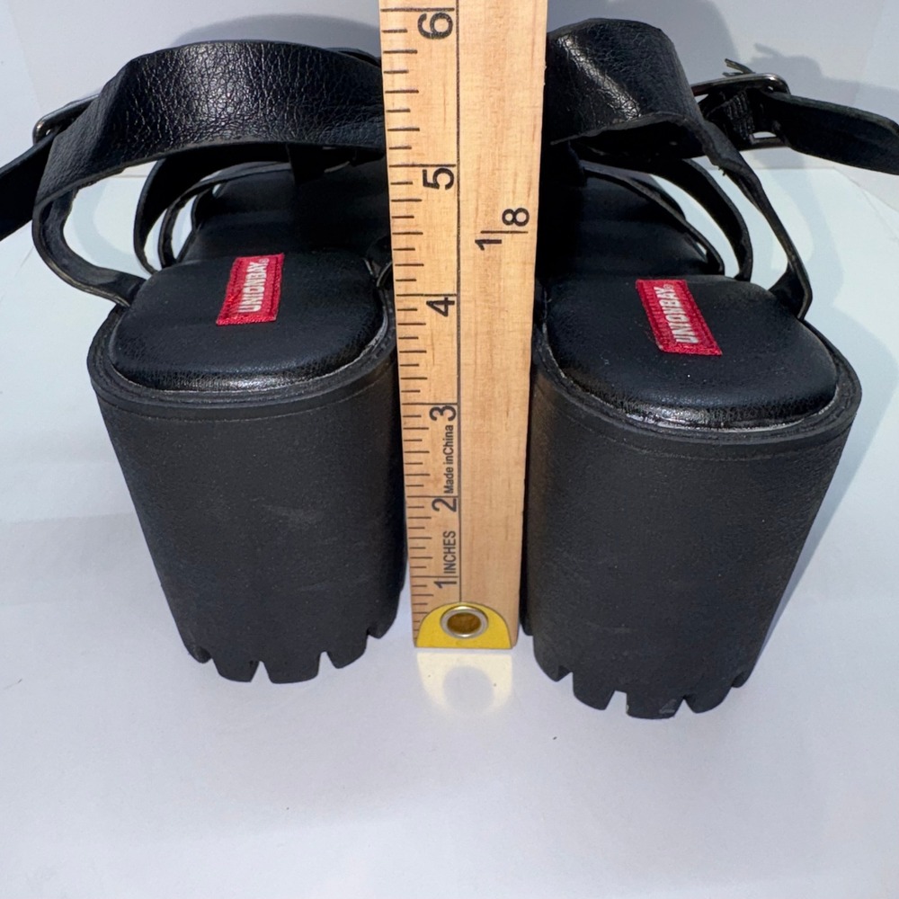 Chunky Lug Sole Sandals Women 6.5 Black Lexie Strappy Platform Unionbay - Picture 8 of 10